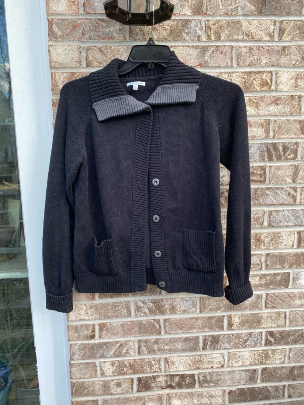 Vintage Y2K Black Knit Croft & Barrow Cardigan Cotton Mr Roger’s Sweater